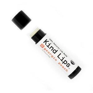 GEORGIA PEACH LIP BALM - Nourishing and peachy sweet for lips. 100% natural and organic by Kind Lips in Minnesota. 20% of their profits are donated to prevent bullying.