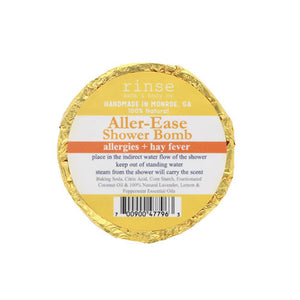 An aromatherapy that is helpful to relieve allergy symptoms. Releases essential oils into the air to mix with the steam from the shower and create a spa-like environment for your enjoyment. Blend of 100% natural essential oils includes 100% pure lemon, lavender, and peppermint essential oils. Can be split and used in 4 pieces. Set in shower in area not soaked in water. Made by Rinse Bath and Body in Georgia. Non-toxic. Vegan. Cruelty-free, Ethically sourced, and Sustainably sourced.