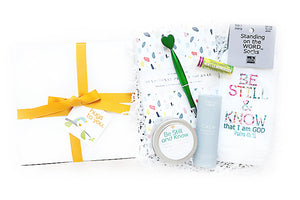 BE STILL AND KNOW HUG BOX GIFT. A gift to send a hug for get well, sympathy, thinking of you. Filled with locally made artisan goods. 