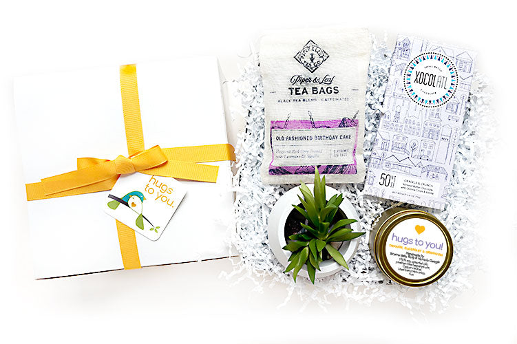 BIRTHDAY HUGS HUG BOX GIFT - All things happy in the Birthday Hugs Hug Box. They will surely be surprised with this sweet and all natural locally curated gift!