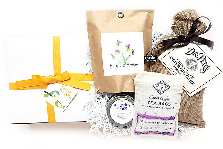 Birthday Hugs Hug Box Gift - All things happy in the Birthday Hugs Hug Box. They will surely be surprised with this sweet and all natural locally curated gift!