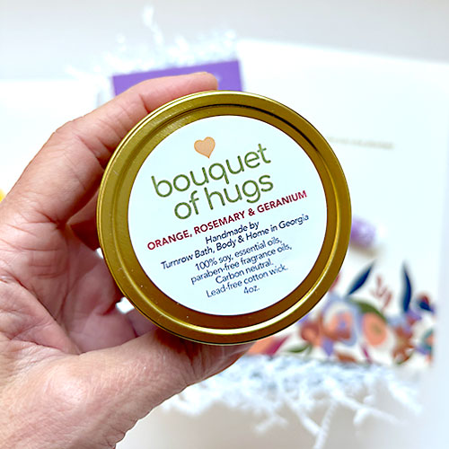 BOUQUET OF HUGS HUG BOX - Send a bouquet of hugs that will bloom even longer! Gift box filled with local artisan goodies. A meaningful way to say Happy Birthday, Thinking of you.