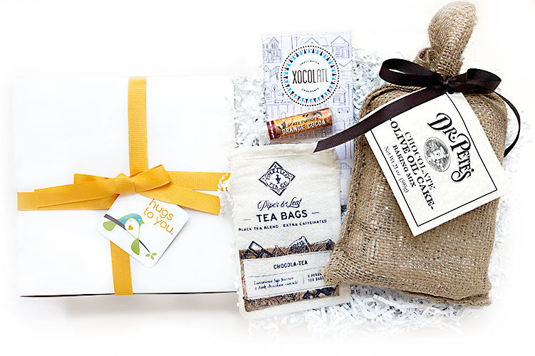 For the Love of Chocolate Hug Box - Send a box of hugs that will surely make them smile with loads of delicious chocolate artisan goodies. A meaningful way to say Happy Birthday, Thinking of you, Happy Mothers Day!