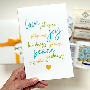 FRUIT OF THE SPIRIT JOURNAL - They are always loved. Inspired from Galatians 5:22-23 as love, joy, peace, patience, kindness, goodness, faithfulness, gentleness, and self-control. The Fruit of the Spirit are the nine attributes of a person or community living in accord with the Holy Spirit. This journal was created by vwahlacreative in Georgia. 8” x 5.5”, adhesive binding, 80 pages, soft matte finish