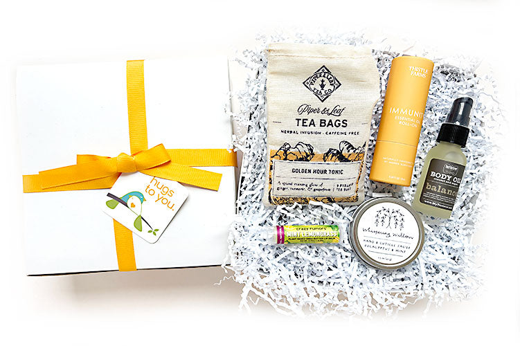 Happy Healthy Hug Hug Box. Send them a gift box of happy healthy get well hugs! All natural, made by local artisans, woman-owned small businesses.