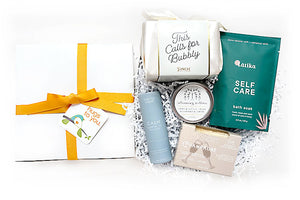 Hugs to the Bride to Be Gift Box - Looking for something special to congratulate the Bride-to-Be? Send her this meaningful, mindful and celebratory gift from your heart. Filled with local artisan goods that will be useful for preparation time before the wedding day.