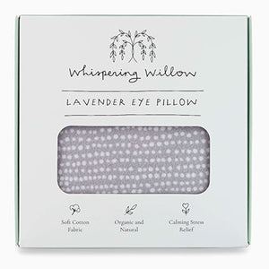 LAVENDER EYE PILLOW . This will hug their eyes and mind. Soft 100% cotton flannel filled with organic lavender flowers and organic flax seed. Measure 10" x 4.5" They can be heated or cooled and the instructions are provided on the box. Made by Whispering Willow in North Carolina.