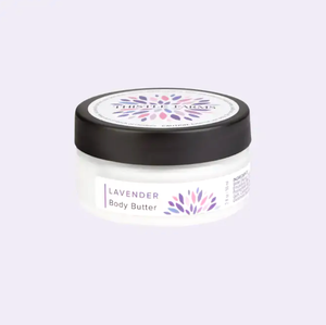 LAVENDER BODY BUTTER - A delightful body butter. This luxurious formula glides effortlessly onto skin, enveloping it in a silky-smooth texture that feels refreshingly airy. Handmade by the women of Thistle Farms in Tennessee. A nonprofit providing safe havens for women for healing, combining secure housing, meaningful employment, and lifelong sisterhood. 2 oz. Photo credit: Thistle Farms