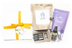 RELAX IN LAVENDER HUG BOX - A box of self-care hugs to relax in lavender and bring some rest and calm. A lovely gift for thinking of you, sympathy, get well, birthday gift.