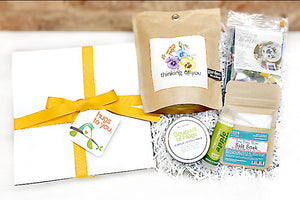 Thinking of You Hug Box. The perfect meaningful gift to send for get well, sympathy, just because. Gift box filled with local artisan goods. Send this hug box gift for get well, sympathy, birthday, thinking of you.