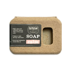 LAVENDER SOAP - A classic soothing, moisturizing blend of olive oil, chopped and colloidal oats, and lavender essential oils. Lightly exfoliating and great for sensitive skin.&nbsp; Gentle and mild enough for babies delicate skin. Handmade by Turnrow Bath, Body &amp; Home in Georgia.