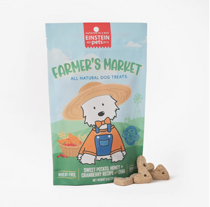 DOG TREATS - Award winning, 100% natural, oven-baked, omega-rich chia, natural crunchy dog treats shaped in mini hearts. Made in small batches by Einstein Pets in Georgia. Heart healthy chia for omega 3 and 6. Dietary fiber.&nbsp; No wheat, corn, soy. 6oz. Ingredients: oat flour, coconut, pineapple, honey, pork, ginger, chia seed.