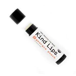 GEORGIA PEACH LIP BALM&nbsp;- Nourishing and peachy sweet for lips. 100% natural and organic by Kind Lips in Minnesota. 20% of their profits are donated to prevent bullying.