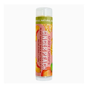GINGER PEACH LIP BALM - Sweet and healthy for the lips. 100% Natural ingredients. Certified cruelty-free. Plant based. Vegan formulated with hydrating organic shea butter and made with real food grade flavors. BPA free, recyclable containers. Made by Crazy Rumors in Georgia.