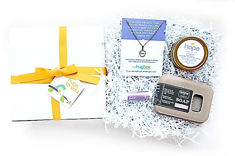 THINKING OF YOU HUG BOX GIFT - Send a hug box filled with calming and thoughtful artisan goodies for support. Thinking of You Hug Box is perfect for a sympathy gift, cheer up gift. It will surely lift them up and give them hope.