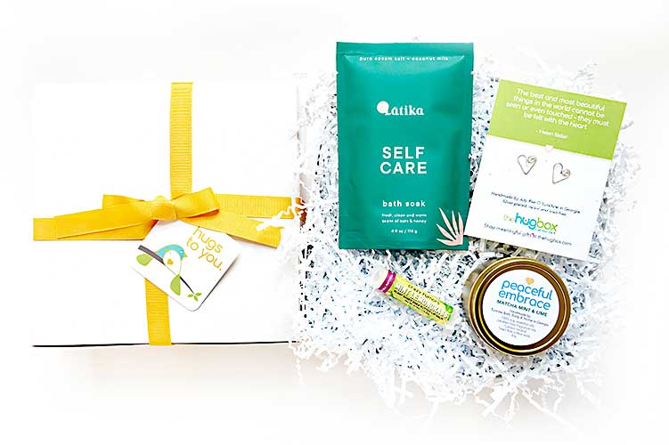 When you can't be near, send them hugs from afar! This sweet and meaningful gift box is filled with uplifting gifts by local small businesses.
