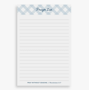 PRAYERS NOTEPAD - This simple little notepad is the perfect place to keep track of weekly prayer requests. Keep it on a desk as a reminder to lift up needs. 4 x 6 inches. Contains 50 pages. Designed and printed by Muscadine Press in Mississippi.