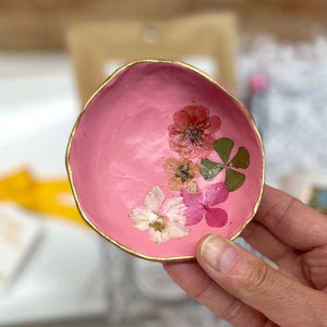 FLORAL RING DISH - Handmade by Brush and Blossom in Georgia. Made with polymer clay and actual dried flowers. A beautiful keepsake to keep small items like rings safe.